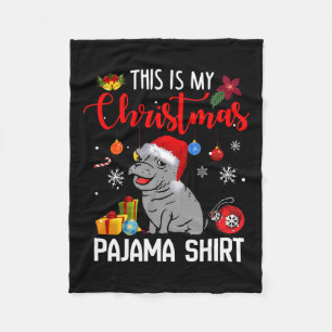 Hippo Fiona This Is My Christmas Pajama Shirt Fleece Blanket