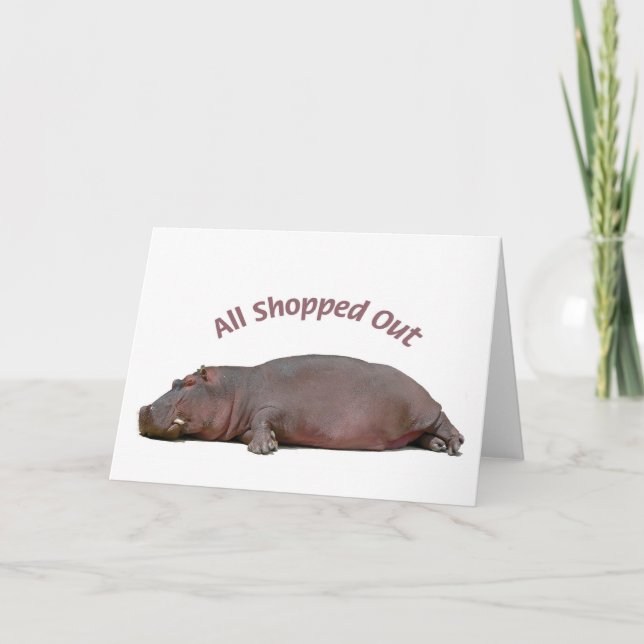 Hippo Fun Holiday Card, All Shopped Out (Front)