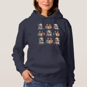 Hippo Ghost And Pumpkin - Hippo Lovers Halloween Hoodie