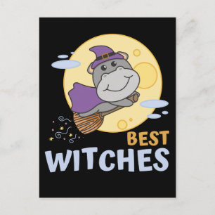 Hippo Halloween Witch Kids Witches Best Witches Ho Holiday Postcard