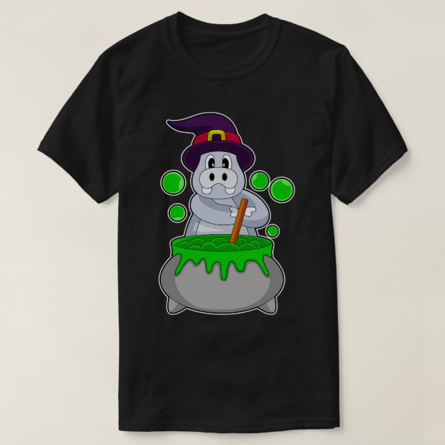Hippo Halloween Witch Magic potion T-Shirt (Design Front)