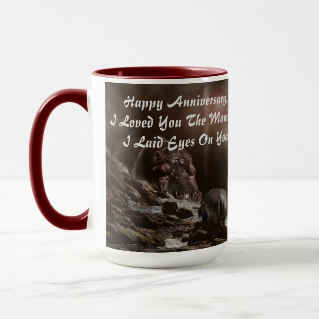 Hippo Happy Anniversary Design, Mug (Left)