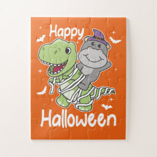 Hippo Happy Halloween T-rex Mummy Costume Jigsaw Puzzle