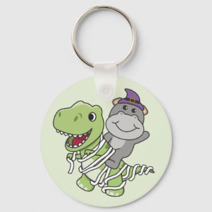 Hippo Happy Halloween T-rex Mummy Costume Keychain