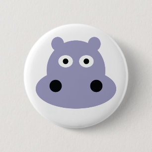 hippo head 2 inch round button