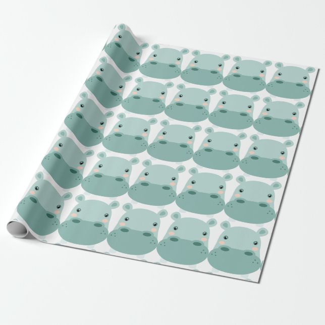 Hippo  Head Wrapping Paper (Unrolled)