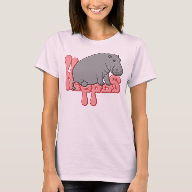 Hippo Heavy - Pink T-Shirt (Front)