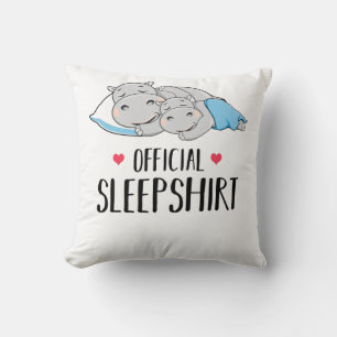 Hippo Hippopotamus Lover Official Sleep Valentine Throw Pillow