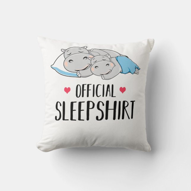 Hippo Hippopotamus Lover Official Sleep Valentine Throw Pillow (Front)
