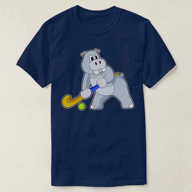 Hippo Hockey Hockey stick 1 T-Shirt (Design Front)