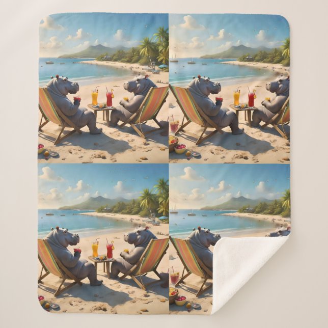 Hippo Hour: Beachside Cocktails and Good Times, Sherpa Blanket (Front)