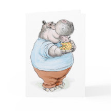 Hippo Hug Dad and Baby Card