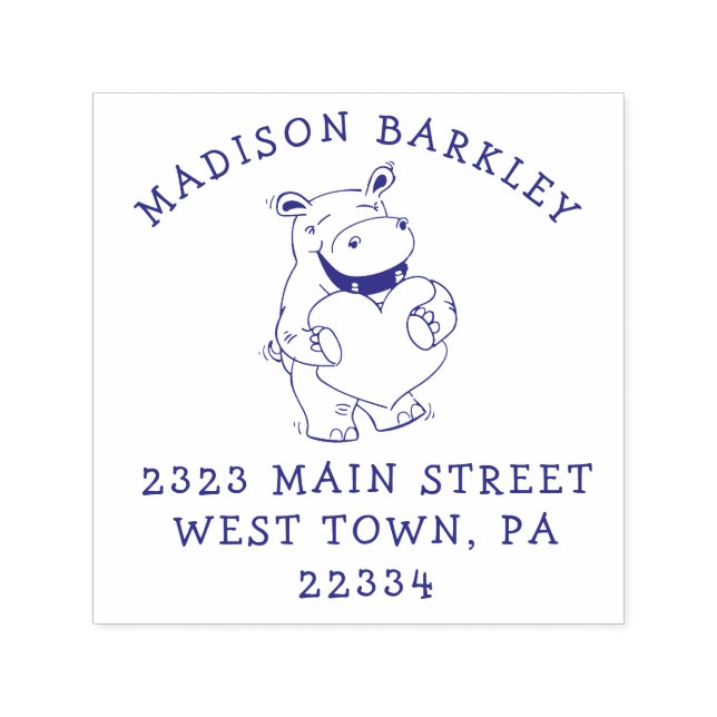 Hippo Hugs Cute Kids Self-inking Stamp (Design)