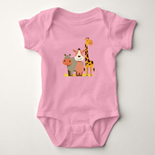 Hippo Hugs & Giraffe Giggles Adorable Safari Baby Bodysuit