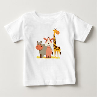 Hippo Hugs & Giraffe Giggles Adorable Safari Baby T-Shirt