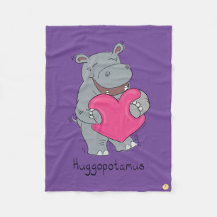 Hippo Hugs Valentine’s Day Fleece Blanket