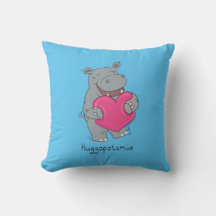 Hippo Hugs Valentine’s Day Pillow