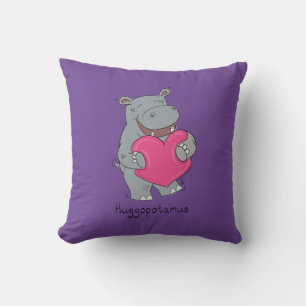 Hippo Hugs Valentine’s Day Pillow