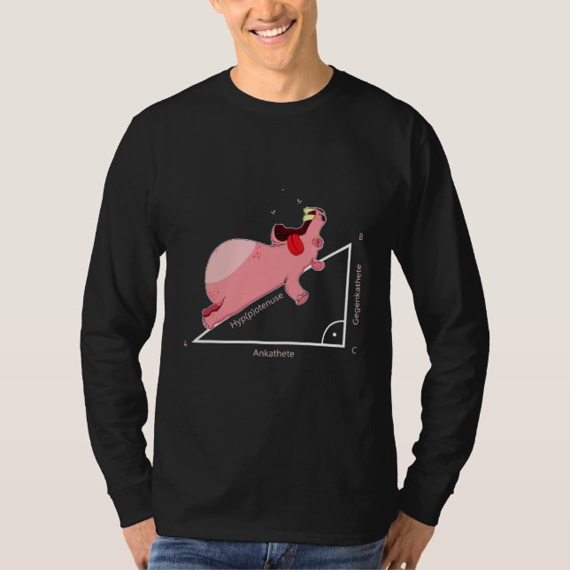 Hippo Hypotenuse Triangle Maths Mathematician T-Shirt (Front)