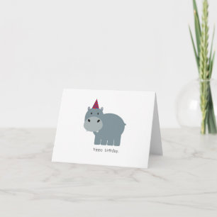 Hippo in a birthday hat card