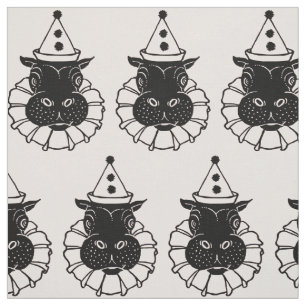 hippo in a party hat fabric
