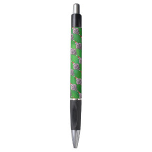 Hippo in Santa Hat Pattern On Green Pen