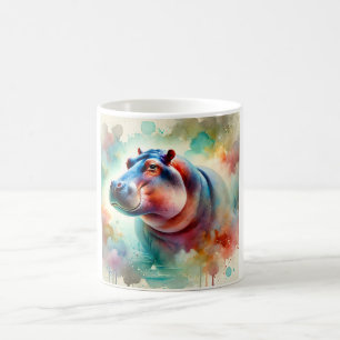 Hippo in serenity 220924AREF119 - Watercolor Coffee Mug
