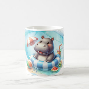 Hippo in the pool with Name Coffee Mug