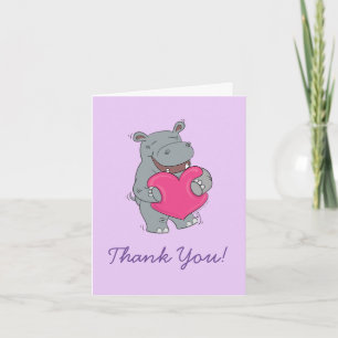 Hippo Kid Cute Thank You Stationary Cards