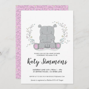 Hippo Love Baby Shower Invitation