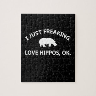 Hippo Lover Gift I Just Freaking Love Hippo Ok Jigsaw Puzzle