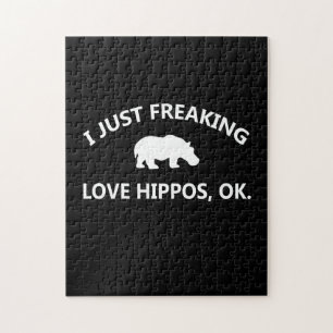 Hippo Lover Gift I Just Freaking Love Hippo Ok Jigsaw Puzzle