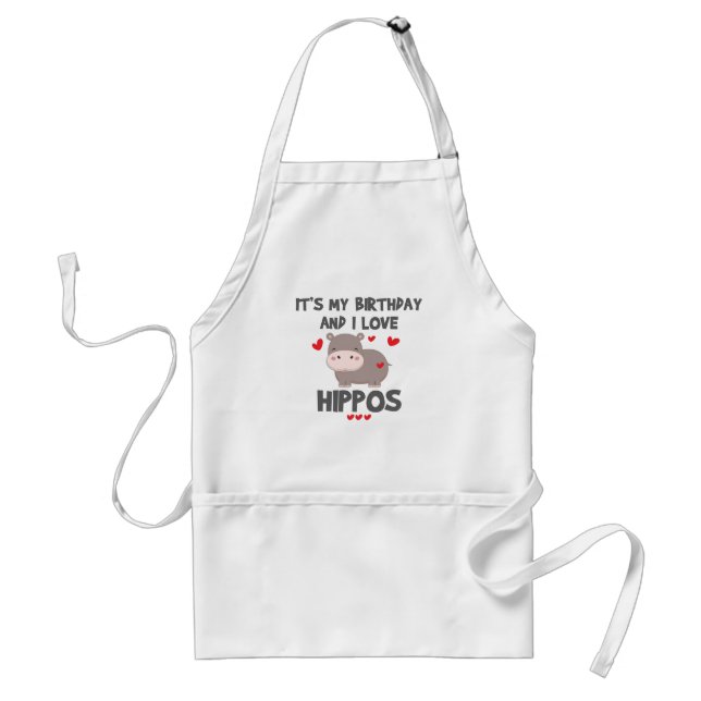 Hippo Lover It's My Birthday and I Love Hippos Standard Apron (Front)