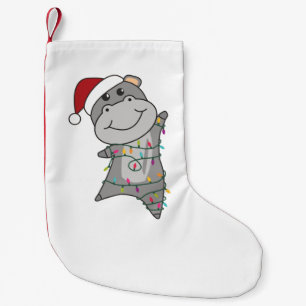 Hippo Merry Christmas Winter Animals Hippos Adult  Small Christmas Stocking