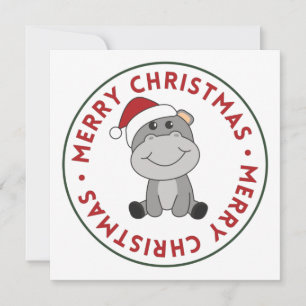 Hippo Merry Christmas Winter Animals Hippos Invita Invitation