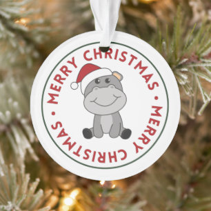 Hippo Merry Christmas Winter Animals Hippos Orname Ornament