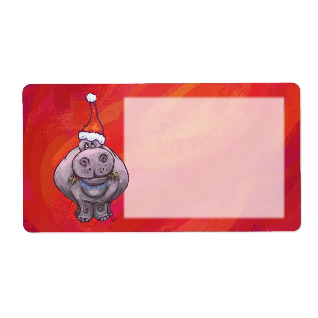 Hippo mignon à Santa Hat en rouge (Devant)