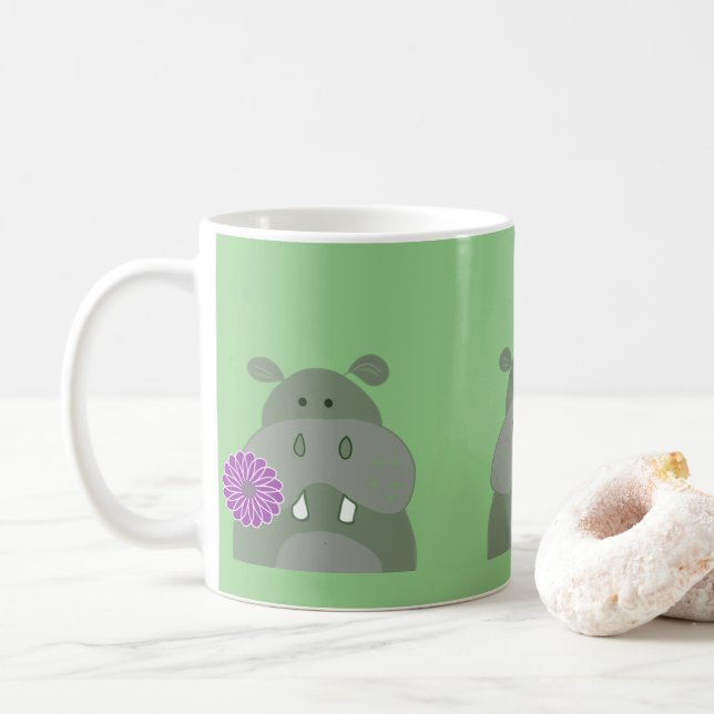 hippo munching a flower fun coffee mug (With Donut)