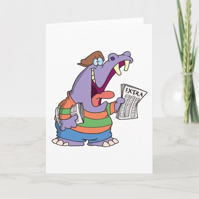 Hippo Newspaper Boy Greeting Cards (Creator Uploaded)
