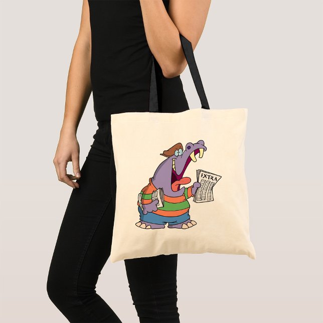 Hippo Newspaper Boy Tote Bag (Creator Uploaded)