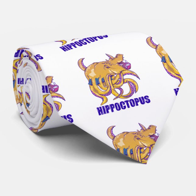 Hippo Octopus Strange creature Tie (Rolled)