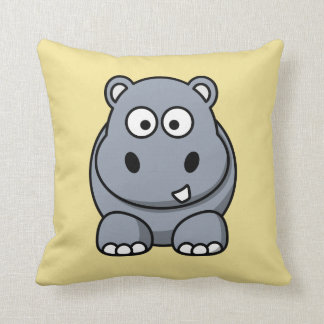 Hippo on a Yellow Background Throw Pillow