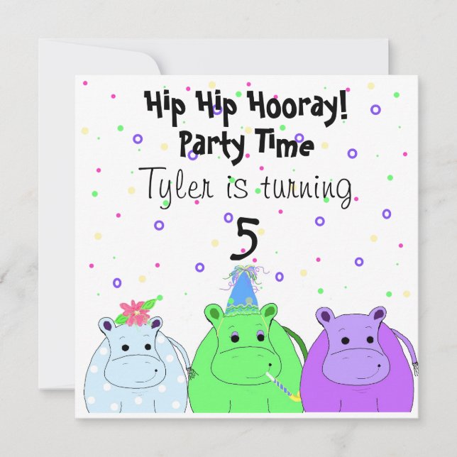 Hippo Party Invitation (Front)