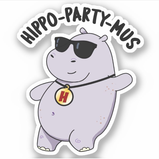 Hippo-party-mus Funny Animal Hippo Pun  (Front)