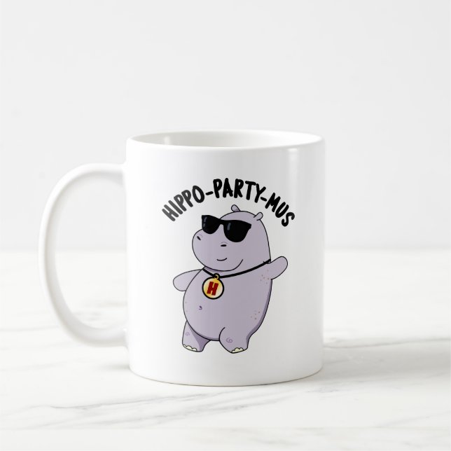 Hippo-party-mus Funny Animal Hippo Pun  Coffee Mug (Left)