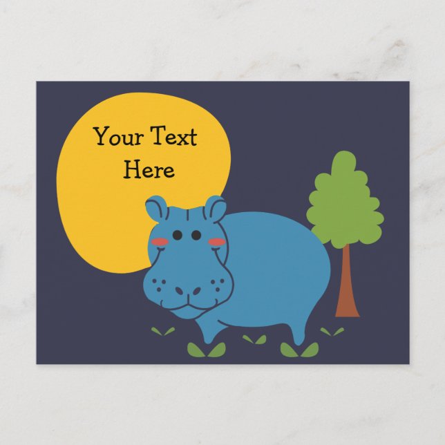 Hippo Personalize with Text Postcard (Front)
