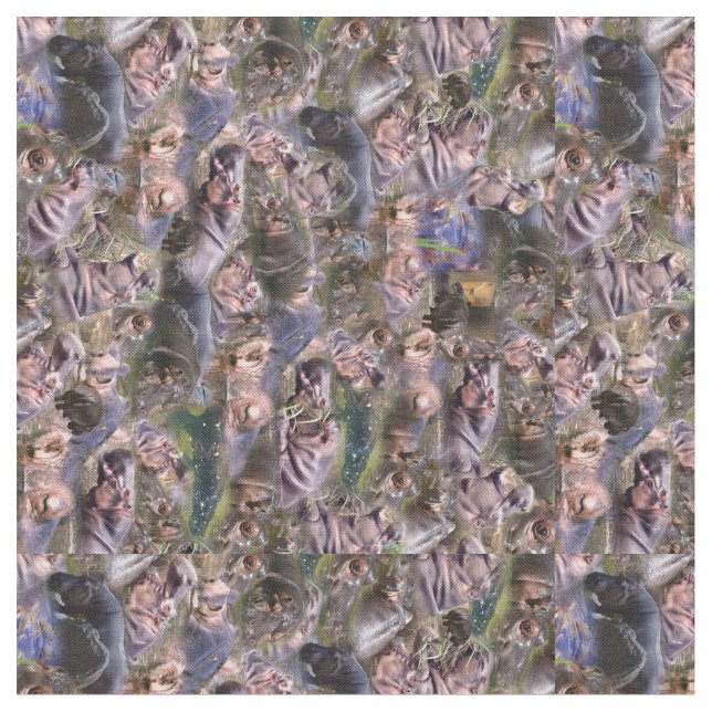 Hippo Photo Collage, Fabric (Close Up)