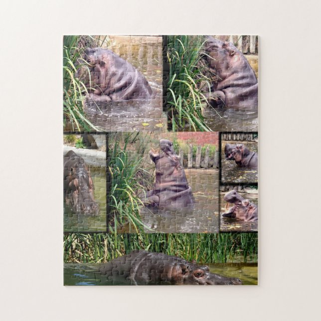 Hippo Photo Collage, Jigsaw Puzzle (Vertical)