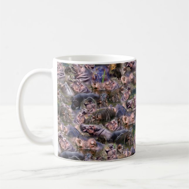Hippo Picture Collarge, Coffee Mug (Left)