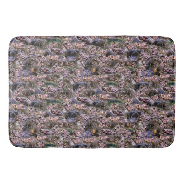 Hippo Pictures Collarge, Memory Foam Bath Mat. Mat (Front)